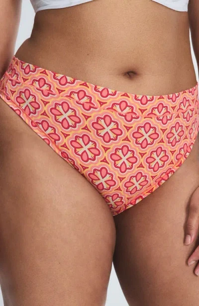 Savage X Fenty Essentials Cotton Blend Cheeky Briefs In Posh Pink Optical X Print