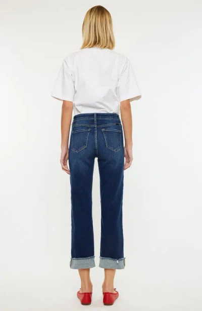 Kancan Irma High Rise Cropped Straight Leg Jeans In Dark Wash