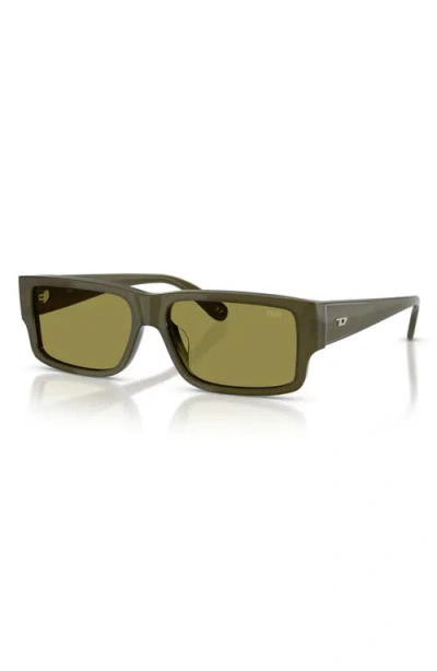 Diesel ® Geck-d 57mm Rectangular Sunglasses In Green