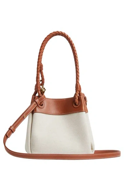 Bottega Veneta Parachute Small Canvas Shoulder Bag In Natural Light Wood