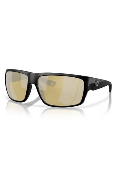 Costa Del Mar 64mm Polarized Rectangular Sunglasses In Black