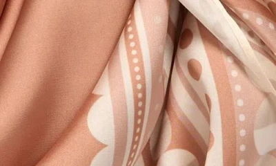 Treasure & Bond Square Satin Scarf In Rust Crescent Border