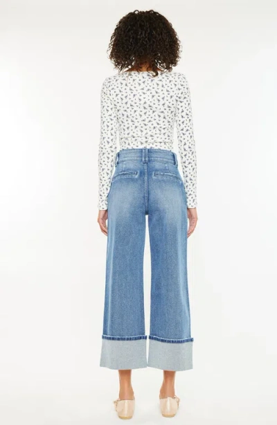 Kancan Irna 90's Cropped Wide Leg Jeans In Dark Wash
