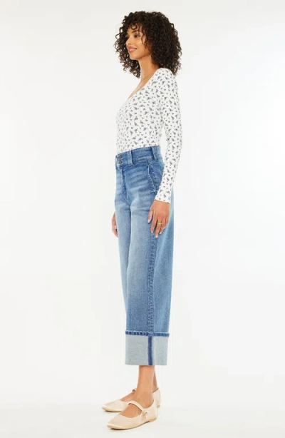 Kancan Irna 90's Cropped Wide Leg Jeans In Dark Wash