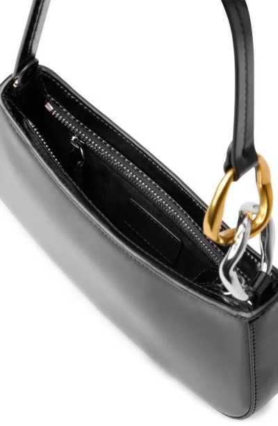 Staud Curved Rectangular Black Shoulder Handbag With Chain Link Strap In Black