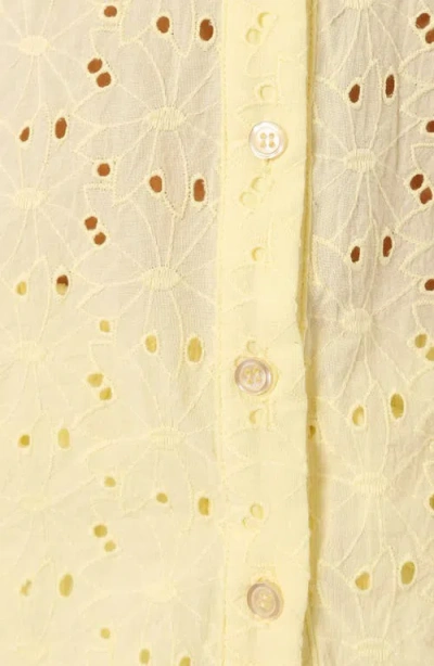 Petal And Pup Petal & Pup Dazie Eyelet Short Sleeve Button-up Shirt In Yellow