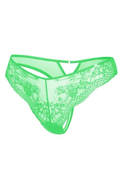 Savage X Fenty Top Drawer Lace Thong In Pure Green