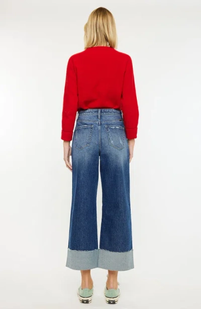 Kancan Lynn 90's Cropped Wide Leg Jeans In Medium Wash