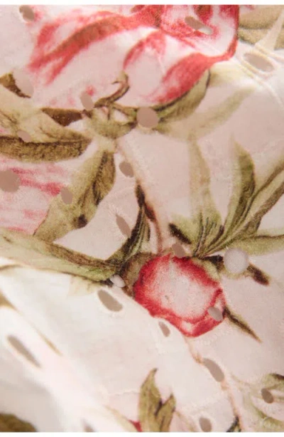 Next Print Broderie Cotton Drawstring Shorts In White