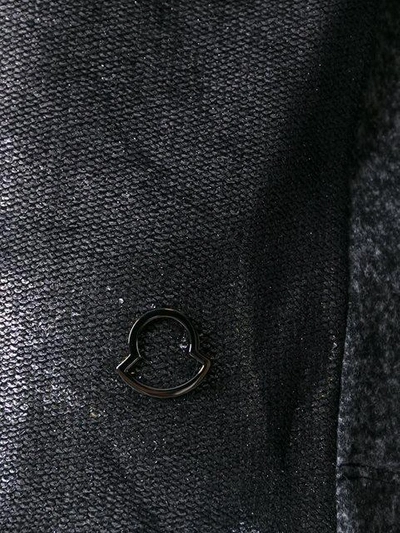 Shop Moncler Metallic Panel Knit Top - Grey