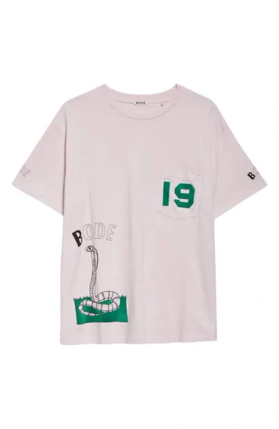 Bode Cobra Graphic Pocket T-shirt In Pink