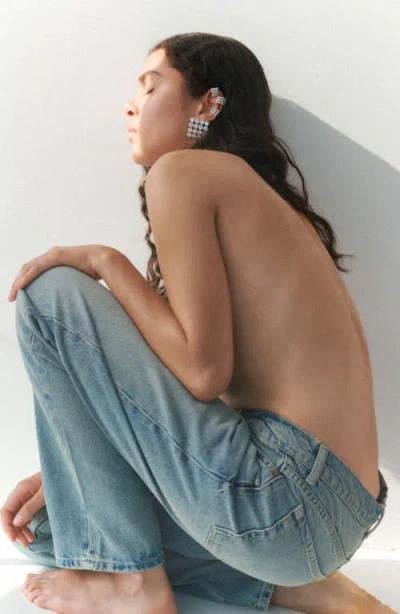 Completedworks Cubic Zirconia Grid Stud Earrings In Rhodium