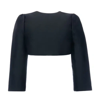 Tulleen Cropped Satin Jacket In Black