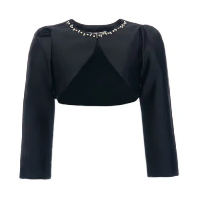 Tulleen Cropped Satin Jacket In Black