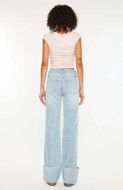 Kancan Franny High Rise Wide Flare Jeans In Light Wash