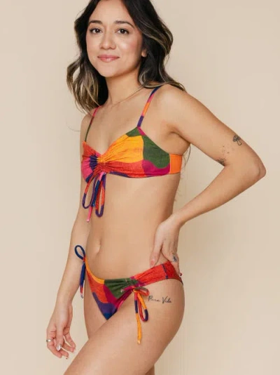 Kitty And Vibe Ruched Tie Bikini Bottoms With Medium Coverage In Isla