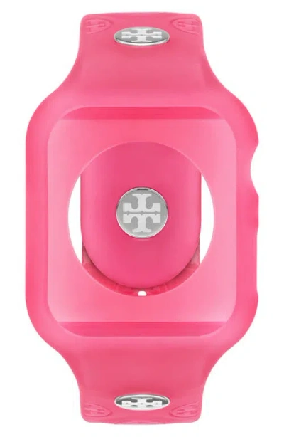Tory Burch T Monogram Silicone Apple Watch® Watchband, 41mm In Raspberry Pink