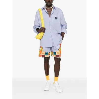Dsquared2 Summer Lovers Oversized Striped Cotton Shirt