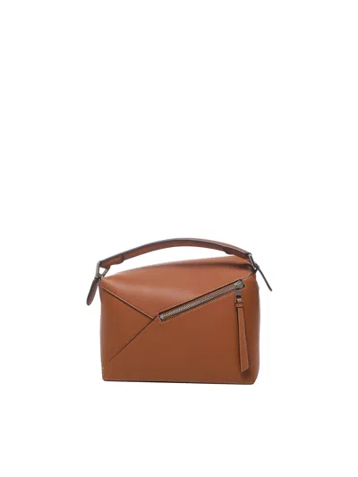 Loewe Puzzle Bag In Soft Grained Calfskin In Brown