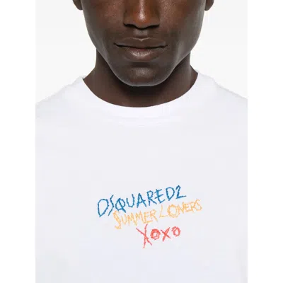 Dsquared2 White T Shirt With Round Neck And Embroidered Logo On The Front In Cotton Woman