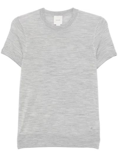 Calvin Klein Knitted T-shirt In Gray