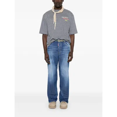 Dsquared2 Summer Lovers Striped Linen T-shirt