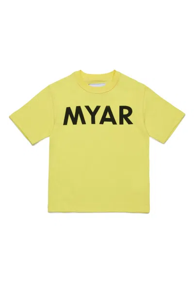 Myar T-shirt In Cotone Deadstock Con Logo  In Vibrant Yellow