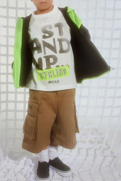 Myar T-shirt In Cotone Deadstock Con Grafica Stand Up In Off White