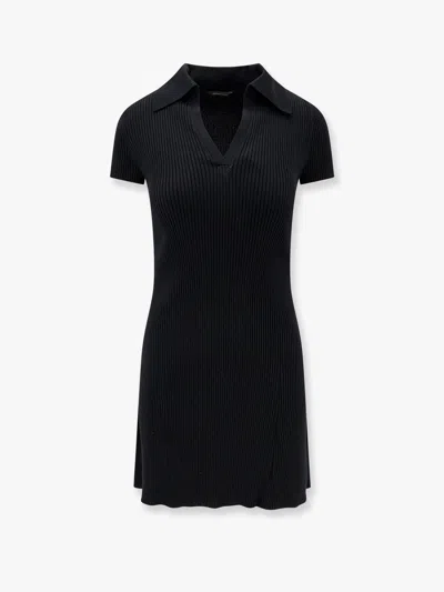 Balenciaga Wool Blend Mini Dress With Ribbed Texture In Multicolor