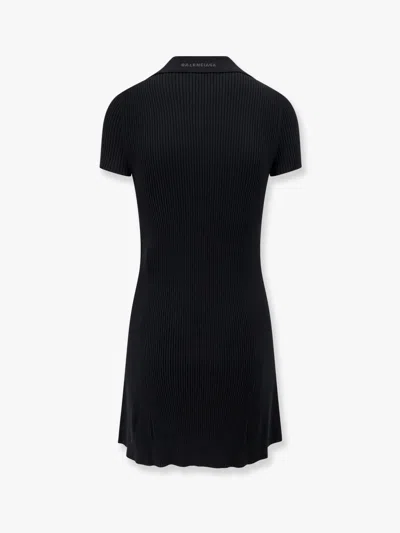 Balenciaga Wool Blend Mini Dress With Ribbed Texture In Multicolor