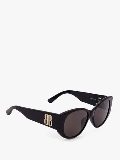 Balenciaga Black Acetate Nano Round Sunglasses In Brown