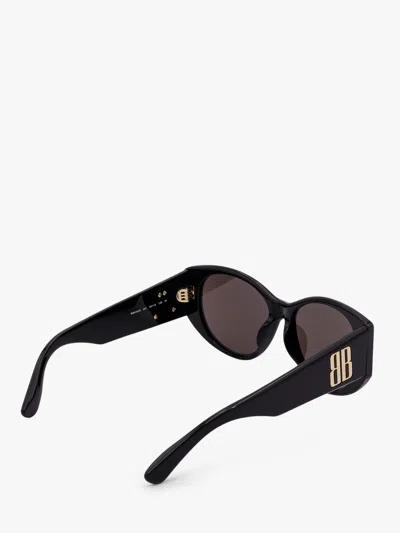 Balenciaga Black Acetate Nano Round Sunglasses In Brown