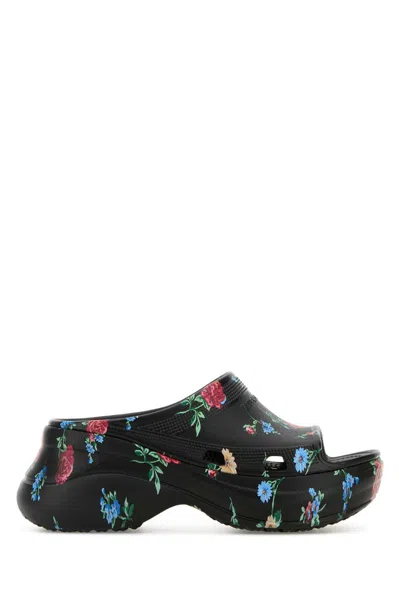 Balenciaga Floral Pattern Rubber Pool Slide Sandals In Multicolor