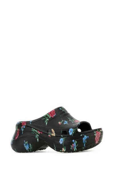 Balenciaga Floral Pattern Rubber Pool Slide Sandals In Multicolor