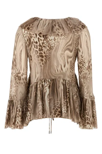 Blumarine Women Printed Chiffon Blouse In Multicolor