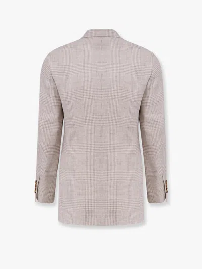 Brunello Cucinelli Papaya-colored Prince Of Wales Jacket In Multicolor