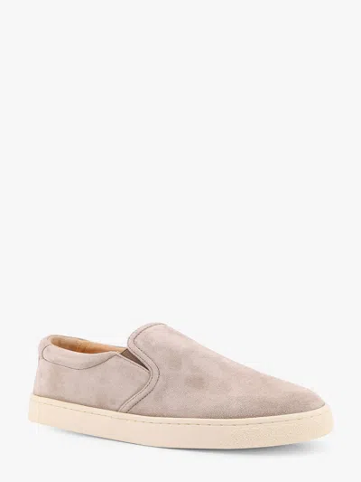Brunello Cucinelli Light Beige Suede Slip-ons Men In Multicolor