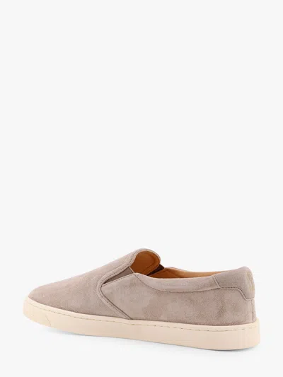 Brunello Cucinelli Light Beige Suede Slip-ons Men In Multicolor