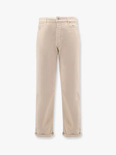 Brunello Cucinelli Men Traditional Fit Denim Trousers In Neutral