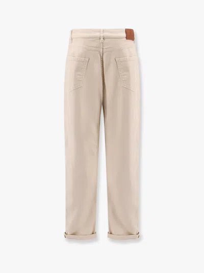 Brunello Cucinelli Men Traditional Fit Denim Trousers In Neutral