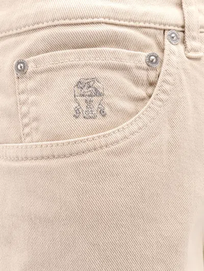 Brunello Cucinelli Men Traditional Fit Denim Trousers In Neutral