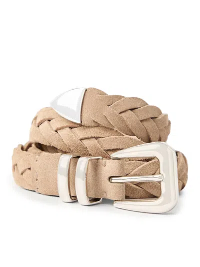 Brunello Cucinelli Men Reversed Braided Belt With Tip In Cream