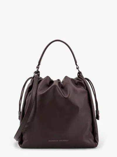 BRUNELLO CUCINELLI BRUNELLO CUCINELLI WOMEN MELLOW BUCKET LEATHER HANDBAG WITH MONILI DETAIL 