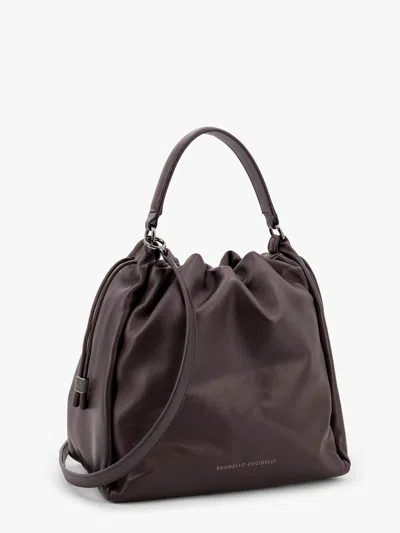 Brunello Cucinelli Women Mellow Bucket Leather Handbag With Monili Detail In Multi