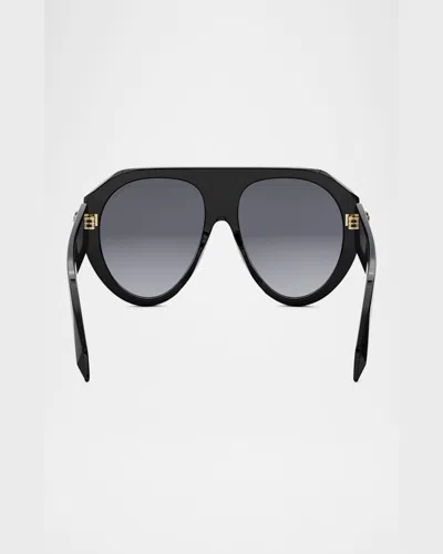 Bvlgari Serpenti Forever Acetate Aviator Sunglasses In Shiny Blackgradient Smoke