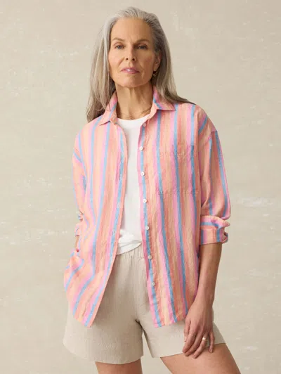 Faherty Laguna Linen Relaxed Shirt In Cabana Multi Stripe