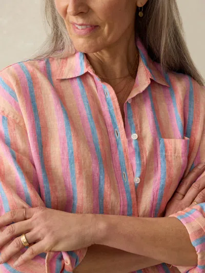 Faherty Laguna Linen Relaxed Shirt In Cabana Multi Stripe