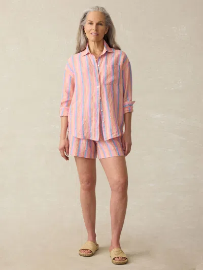 Faherty Laguna Linen Relaxed Shirt In Cabana Multi Stripe