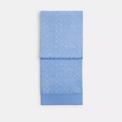 Coach Signature Metallic Muffler In Blue