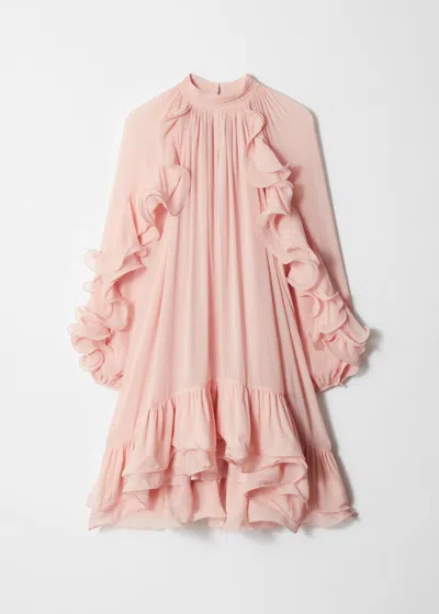 & Other Stories Long Sleeve Floaty Midi Dress With Ruffle Details In Orange